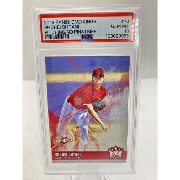 2018 Panini Diamond Kings Pitching No Pinstripe Shohei  2018 Panini Diamond Kings Shohei Ohtani Pitching/No Pinstripe (RC) PSA 10 #73